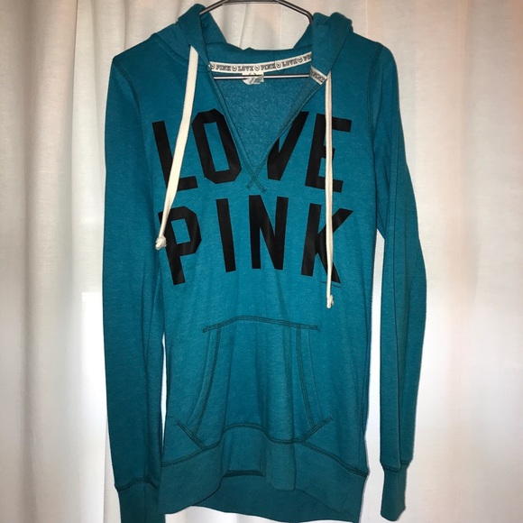 PINK Victoria's Secret Tops - Teal blue Victoria’s Secret PINK hoodie ✨